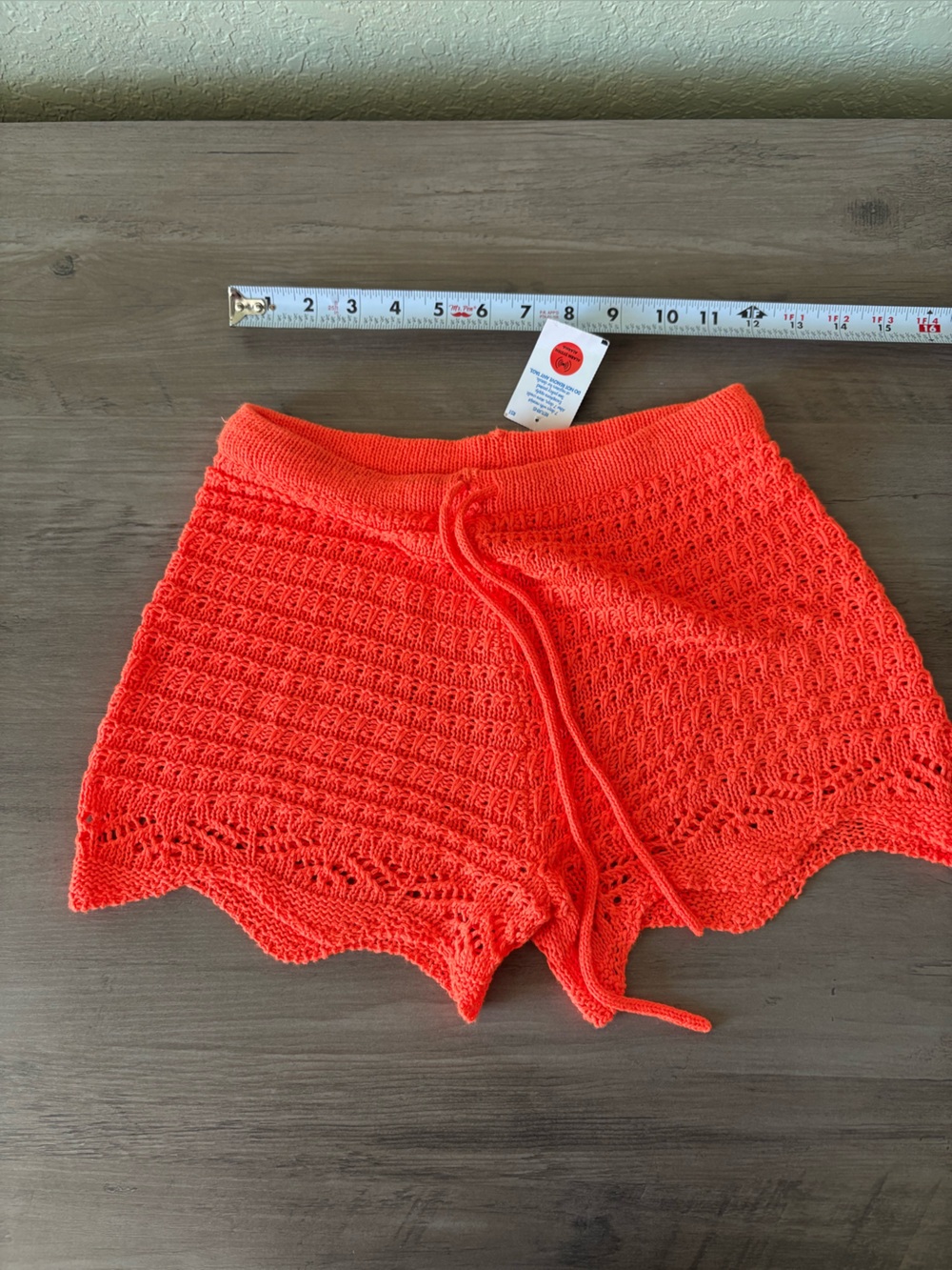 Jolie & Joy Small Coral Orange Crochet Knit Shorts NWT Boho